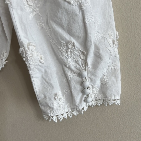 The Kooples Ecru Cotton Top with Smocks and Flowers - Picture 7 of 10